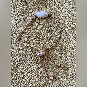 Kendra Scott white stone bracelet in rose gold.